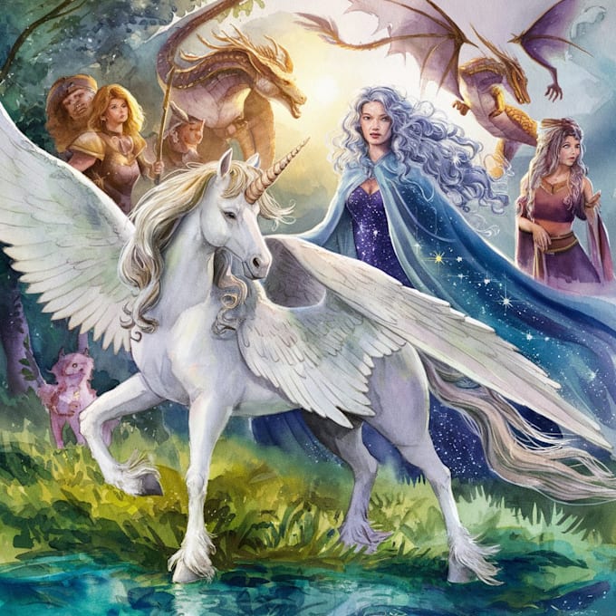 create fantasy watercolor characters and illustrations