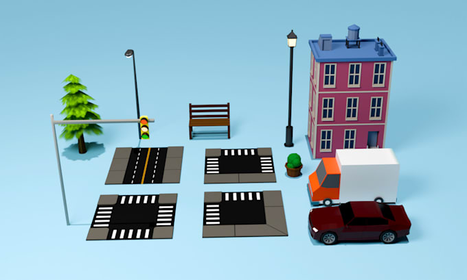create low poly 3d models, assets or game props