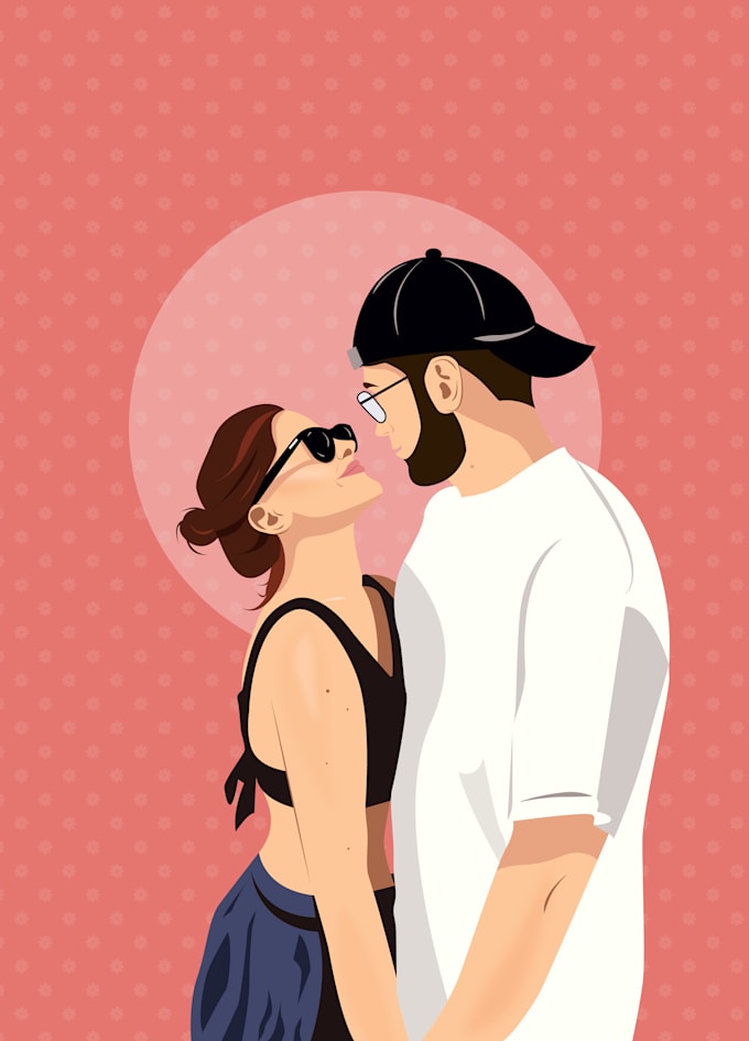 design a cute couple portrait