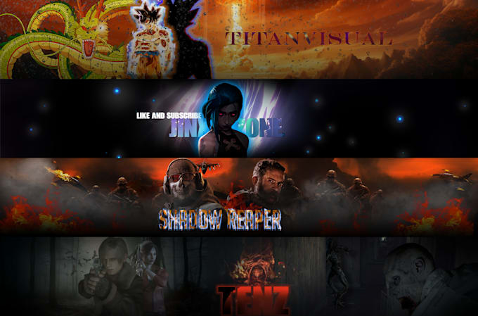 design a gaming awesome youtube banner, channel art