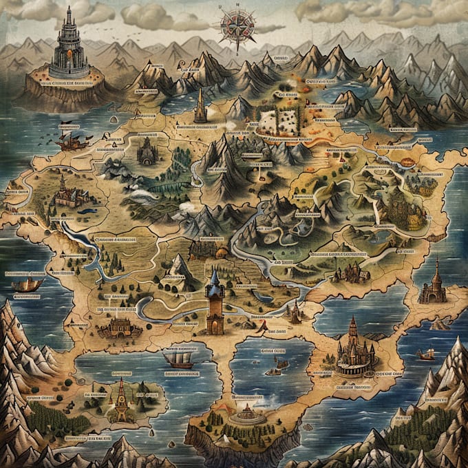 Create a fantasy map illustration by Amata121 | Fiverr