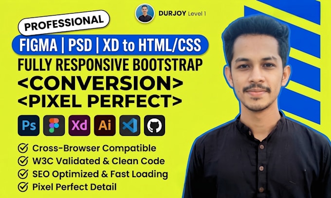 convert figma to html, psd to html css bootstrap website