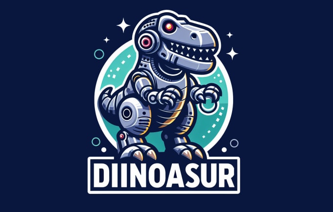 Crea un increible logotipo de mascota robot de dinosaurio en solo 1 dia