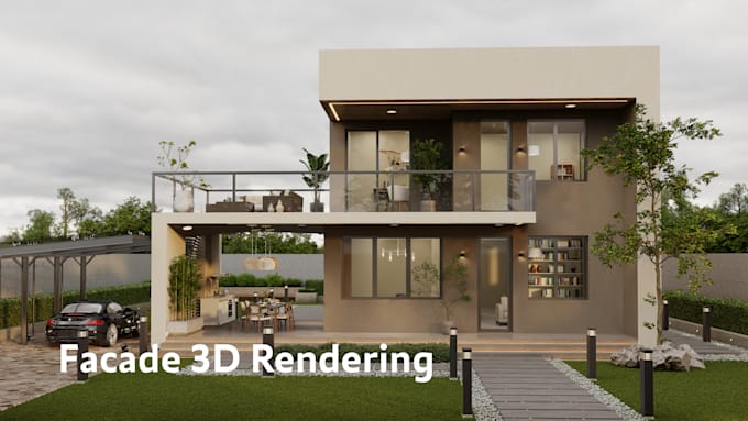 professional 3d facade rendering