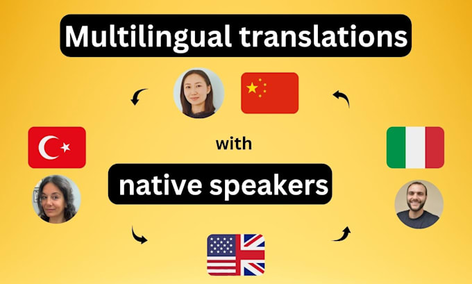 translate from and to english, turkish, chinese and italian