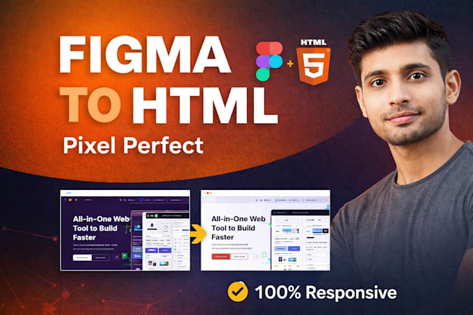 convert figma, PSD, xd to responsive HTML and bootstrap5