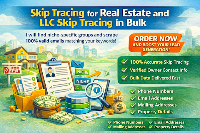 do skip tracing for real estate and llc in bulk