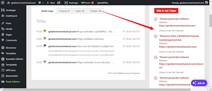 remove malware from wordpress site and implement security