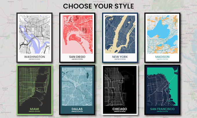 create a your city map poster or wall art print