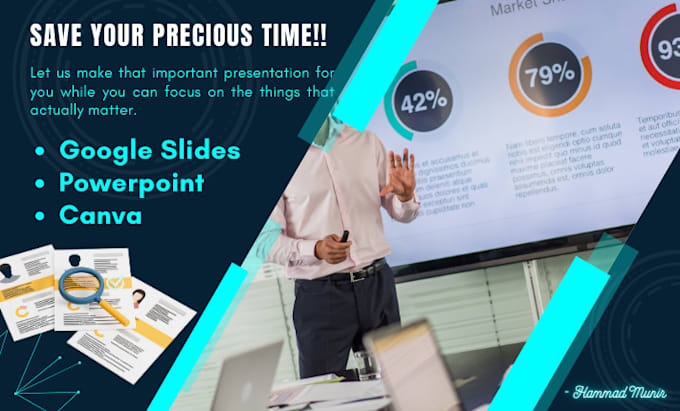 make custom designed presentations on PPT, canva, slides