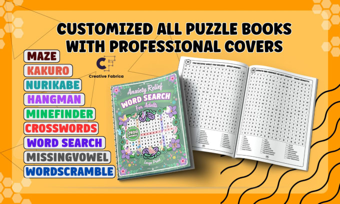 Create sudoku word search and crossword puzzle book with cover for