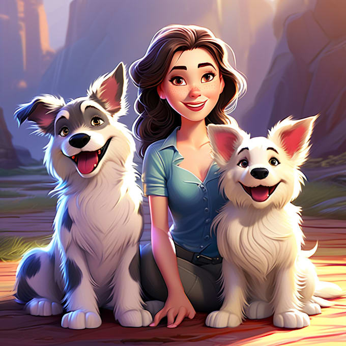 disney style pet portrait