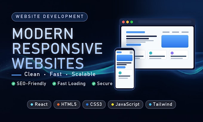 build modern responsive websites using react js, html, css and javascript