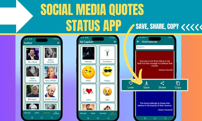 custom motivational status quotes shayari app development with admin panel