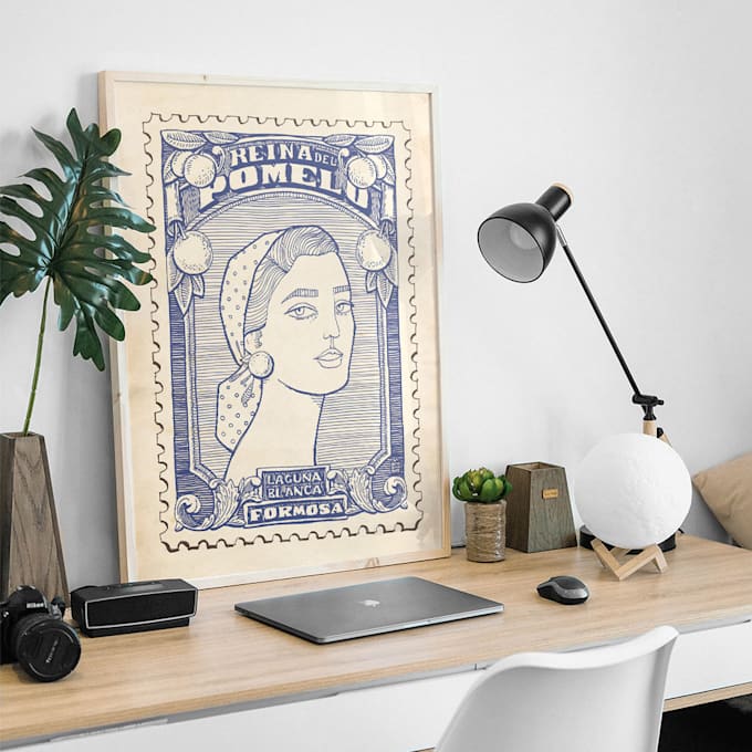 create custom portrait retro stamp style