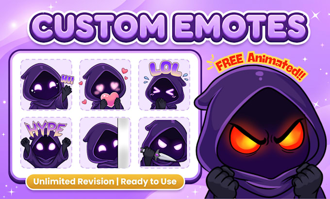 draw twitch emotes, chibi emotes, animated emotes, badges
