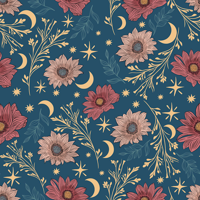 design seamless floral and abstract hand drawn patterns for your textiles