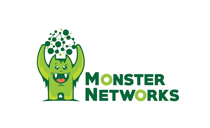 design monster networks mascot cartoon  logo