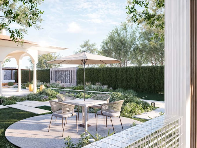 design outdoor space in your house, 3d modeling, image rendering