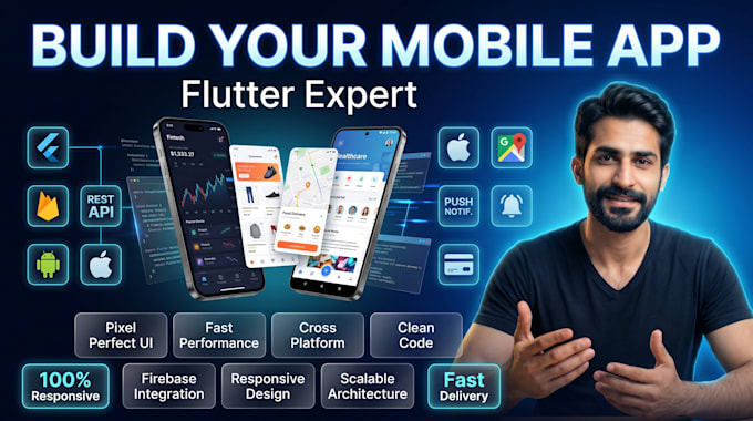 develop flutter mobile app for android ios with firebase API
