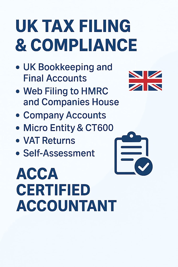 file UK company accounts, vat and self assessment return with hmrc
