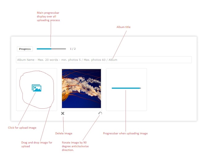 do image upload with rotate and delete feature