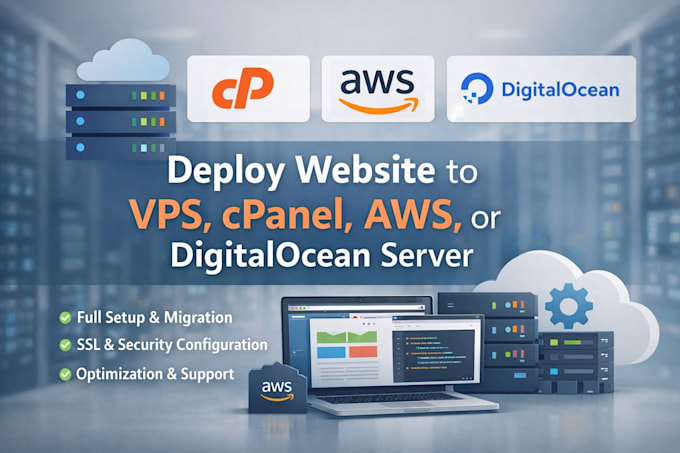 deploy website to vps, cpanel, AWS, or digitaloceanserver