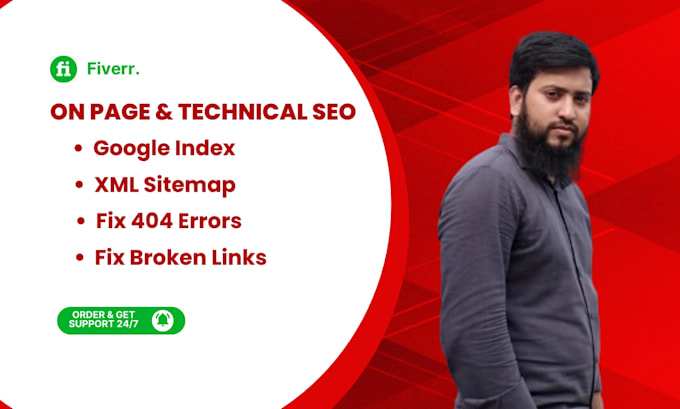 fix on page and technical seo, xml sitemap, google index, 404 error