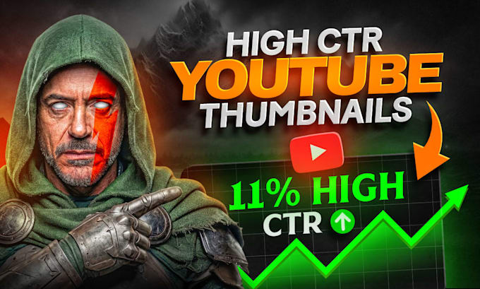 design amazing and CTR boosting youtube thumbnails in 3hrs