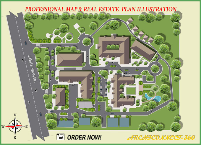 create  master plan, site plan, or map illustration for real estate