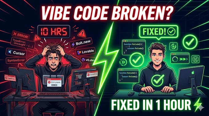 vibecode or fix errors, bugs and cleanup your loveable, replit,base44, bolt apps