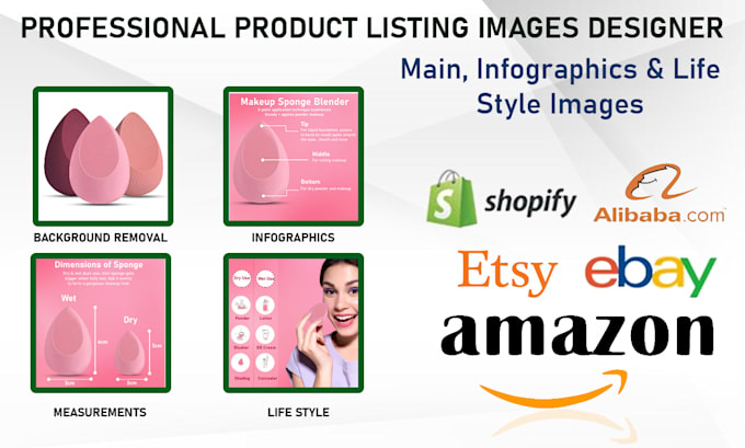 design product images for listings on amazon, ebay, shopify etc