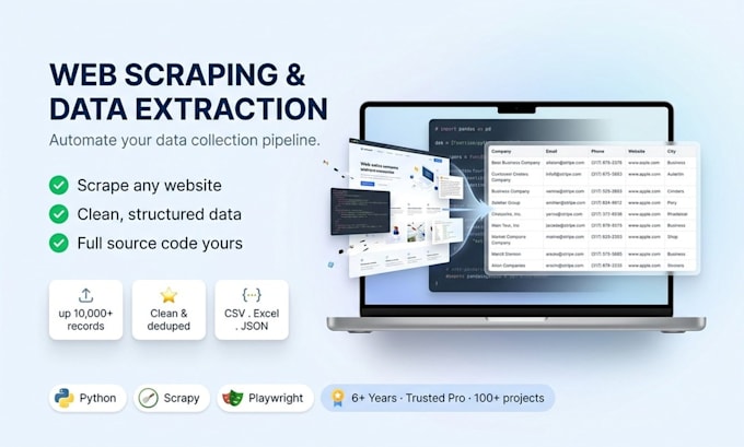 do web scraping, data extraction and browser automation in python