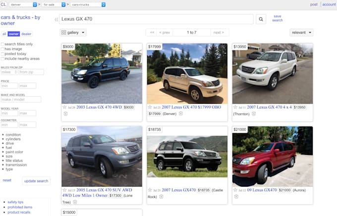 do scrape the web for craigslist car and truck leads