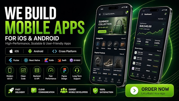 do mobile app development ios app android app iot app using flutter react native