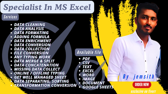 do excel data cleaning, typing, correction formatting convert pdf,word, CSV