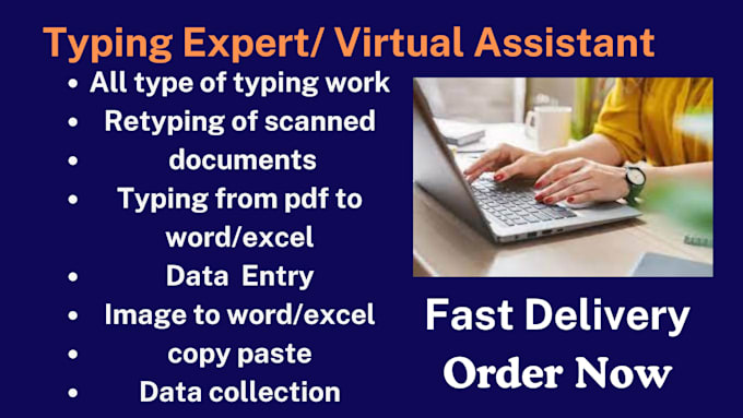 do typing job, retyping, data entry, excel data entry, your typist