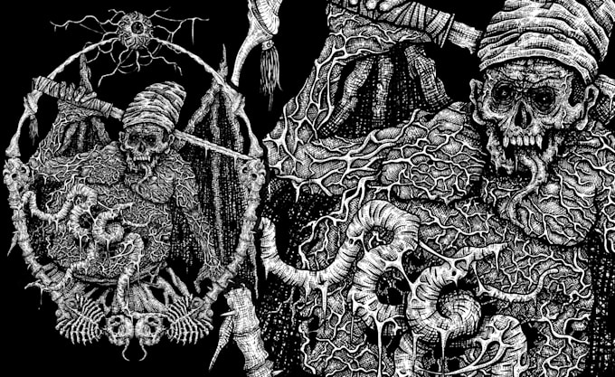 create an original illustration dark art atmosphere