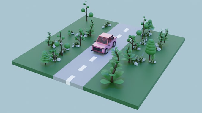 create 3d low poly asset, environment modeling in blender