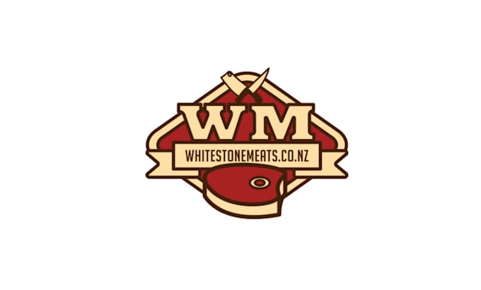 design unique excellent white stone meats logo