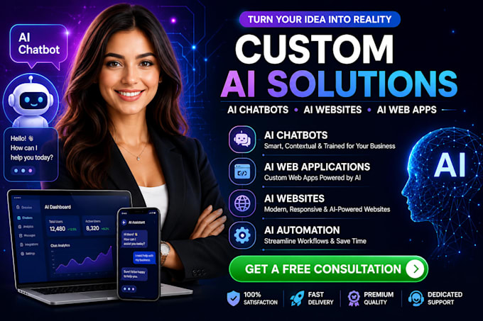 build ai chatbot, ai web application, ai website and custom ai solutions