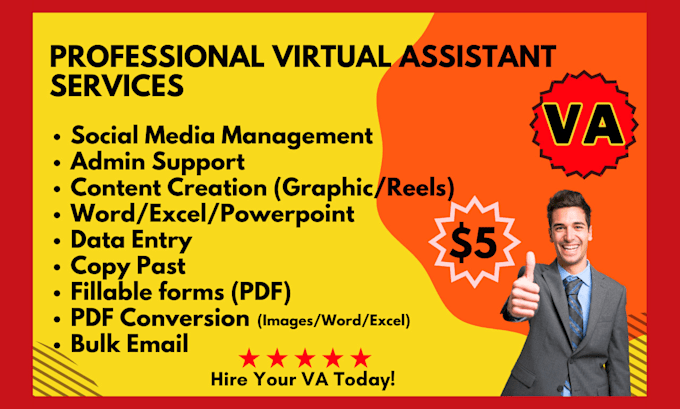 be your professional virtual assistant for admin needs and social media VA