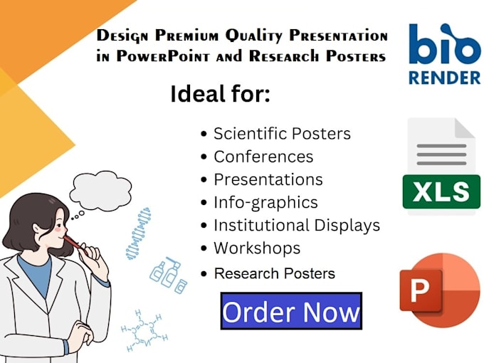 design presentations, infographics, and research posters