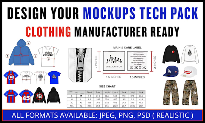 design fashion clothing mockups and tech pack