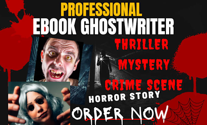 ghostwrite fiction novel, horror story, write mystery, thriller, crime ebook