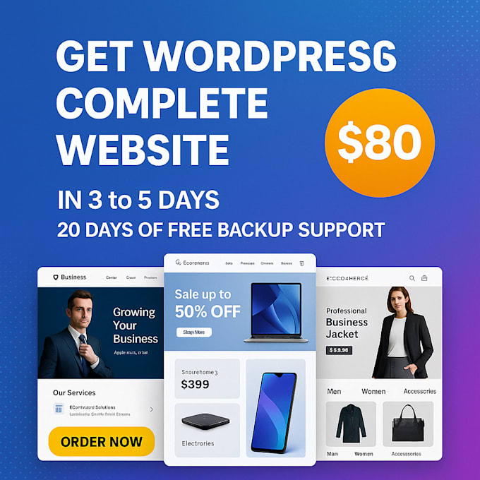 develop the complete wordpress website for your business