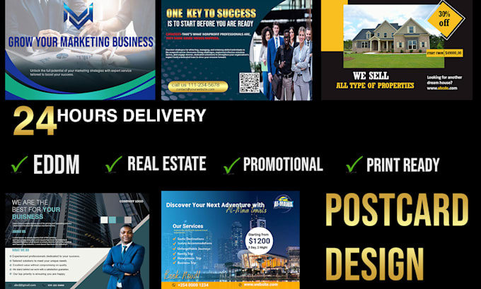 design promotional postcards, door hangers, and more