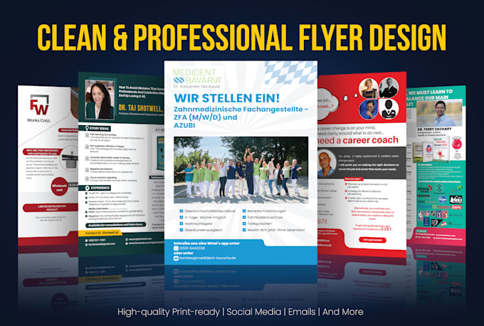 design clean professional flyers and brochures