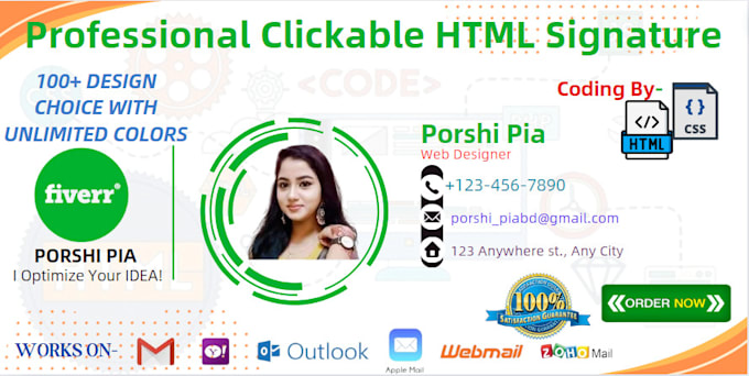 create clickable and editable HTML email signature for your mail only 1 hr