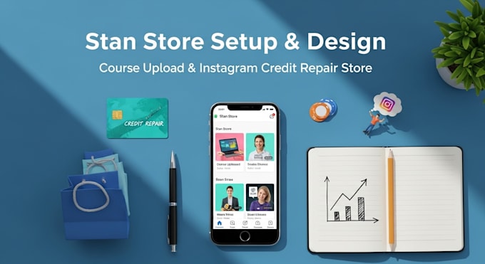 setup stan store, design course upload stan store, instagram credit repair store